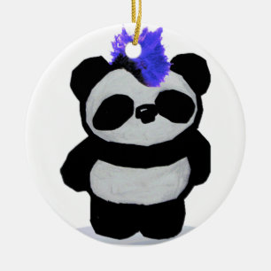 Rond En Céramique Ornement de panda de punk rock
