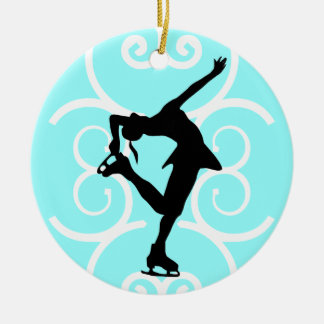 Rond En Céramique Ornement de patineur artistique - bleu glacier -