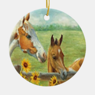 Rond En Céramique Ornement de peinture de cheval