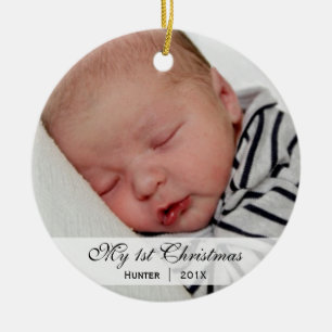 Rond En Céramique Ornement de photo de Noël de   du bébé premier