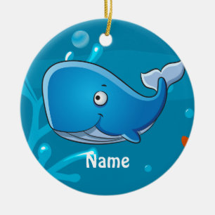 Rond En Céramique Ornement de plage de l'océan de baleine mignonne