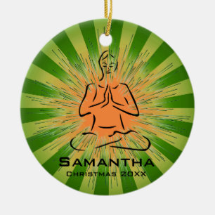 Rond En Céramique Ornement de pose de yoga personnalisé