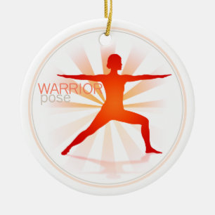 Rond En Céramique Ornement de pose de yoga (pose de guerrier)