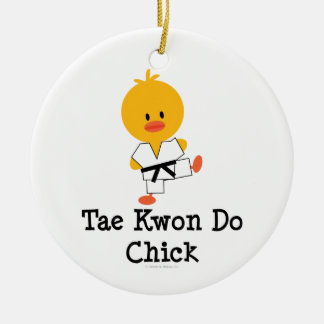 Rond En Céramique Ornement de poussin du Taekwondo
