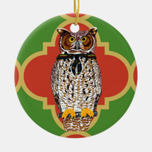 Rond En Céramique Ornement de Quatrefoil de hibou de Gilwell