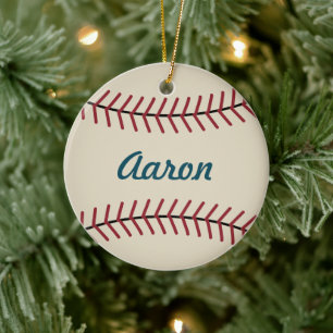 Rond En Céramique Ornement de sport de baseball de Noël personnalisé