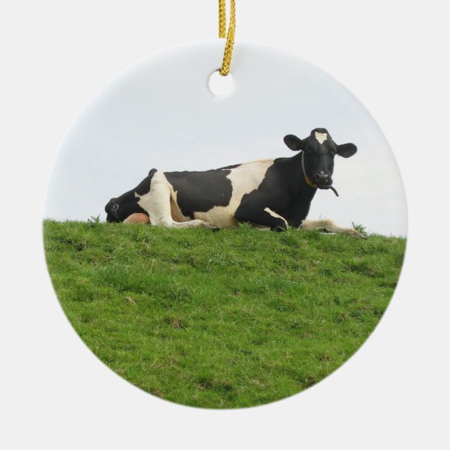Rond En Céramique Ornement de vache (Devant)