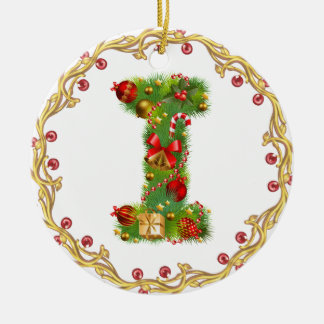 Rond En Céramique ornement décoré d'un monogramme de Noël de