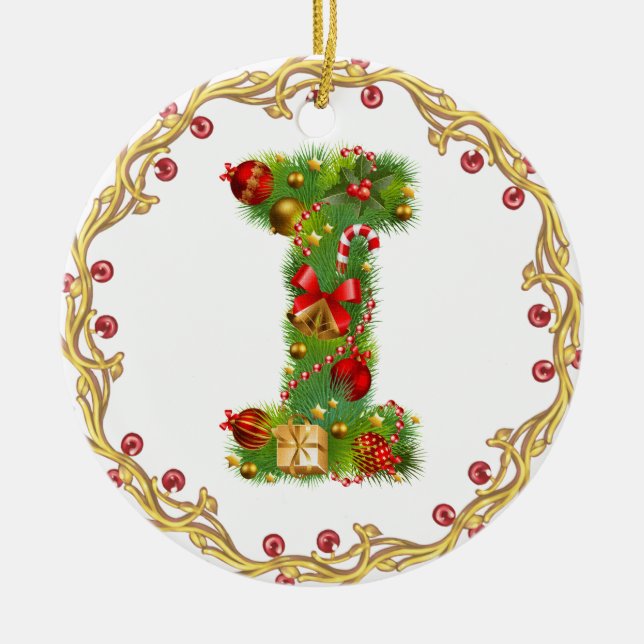 Rond En Céramique ornement décoré d'un monogramme de Noël de (Devant)