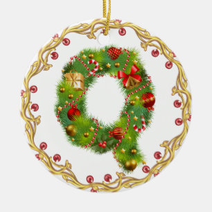 Rond En Céramique ornement décoré d'un monogramme initial de Noël