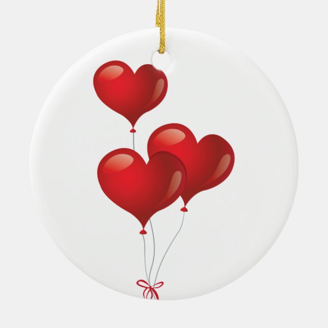 Rond En Céramique Ornement des ballons cardiaques (Dos)