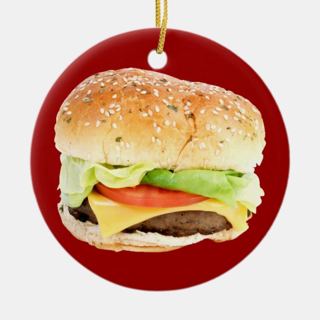 Rond En Céramique Ornement d'hamburger (Devant)