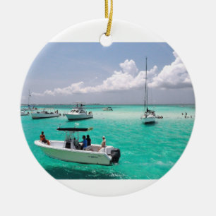Rond En Céramique Ornement d'îles de Grand Cayman de ville de