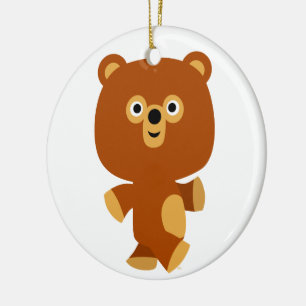 Rond En Céramique Ornement d'ours de caricature assertive mignonne