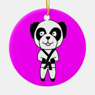 Rond En Céramique Ornement d'ours panda d'arts martiaux
