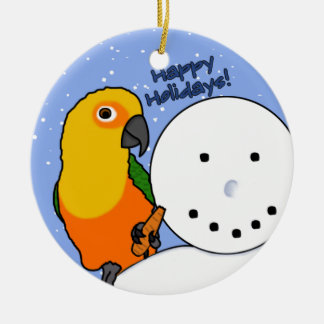 Rond En Céramique Ornement drôle de Jenday Conure de bonhomme de