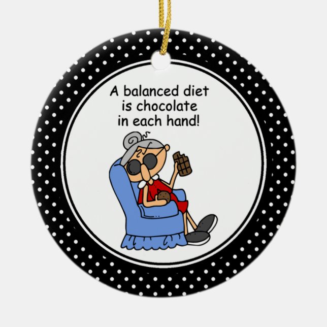 Rond En Céramique Ornement drôle de Noël d'humour de régime (Devant)