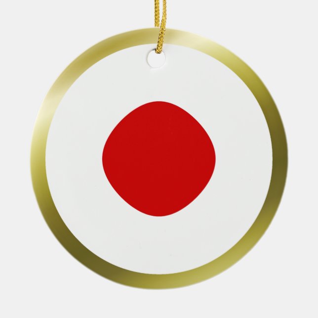 Rond En Céramique Ornement du drapeau japonais (Devant)