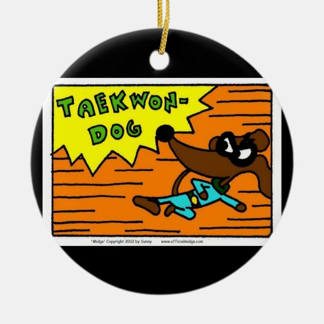 Rond En Céramique Ornement du moucheron TAEKWON-DOG (Devant)