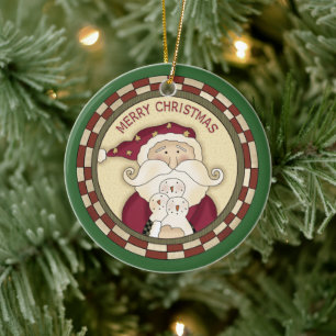 Rond En Céramique Ornement du Père Noël