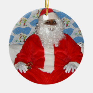 Rond En Céramique Ornement du père noël d'Américain d'Africain noir