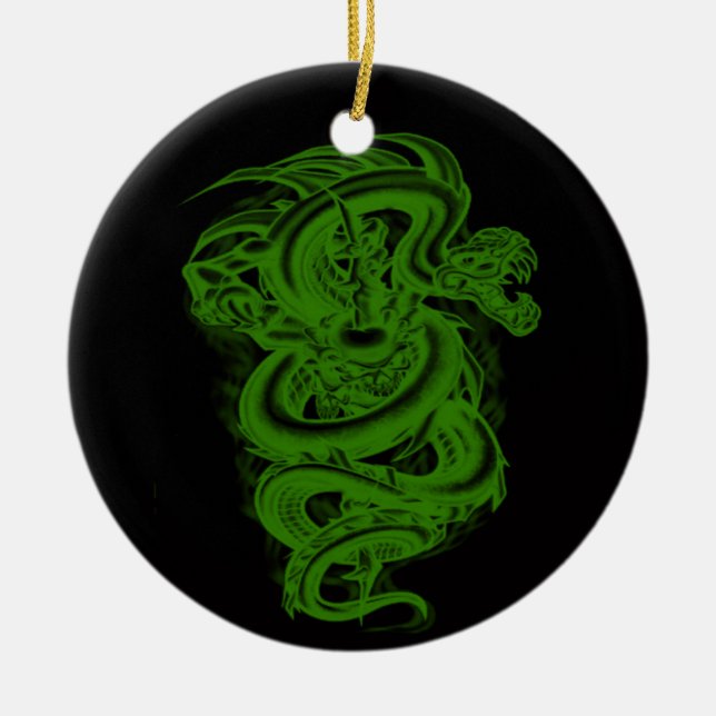 Rond En Céramique Ornement du serpent vert (Devant)