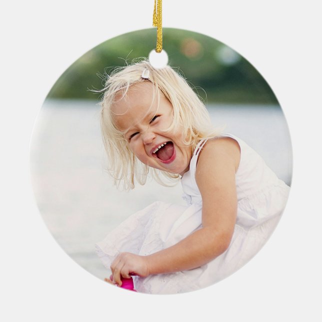 Rond En Céramique Ornement éclatant de photo de vacances de (Dos)