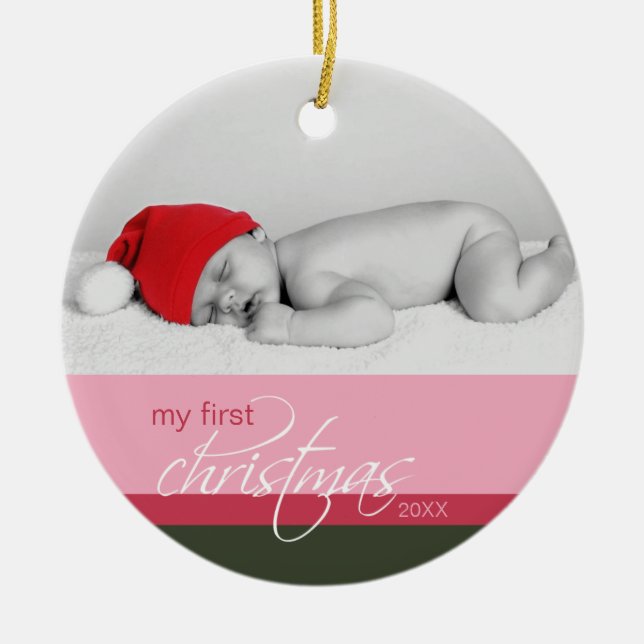 Rond En Céramique Ornement fait sur commande de ęr Noël du bébé (Devant)