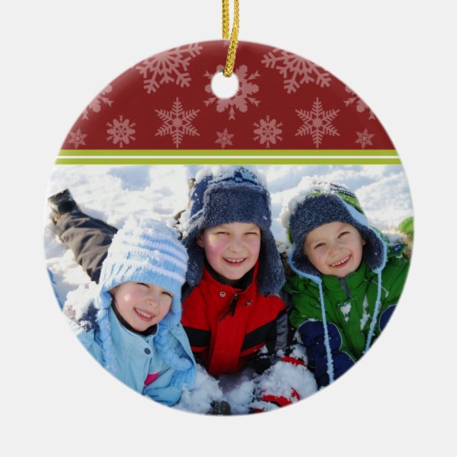 Rond En Céramique Ornement fait sur commande de Noël de flocons de (Devant)