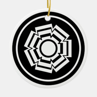 Rond En Céramique Ornement Floral Groove, noir et blanc