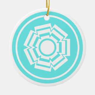 Rond En Céramique Ornement Floral Groove, Turquoise