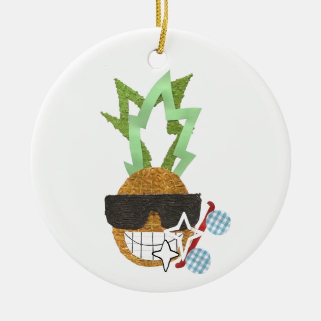 Rond En Céramique Ornement frais d'ananas (Devant)