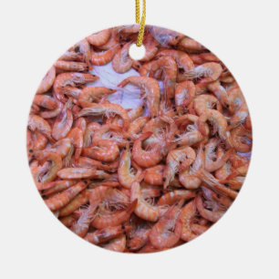 Rond En Céramique Ornement frais de crevettes roses
