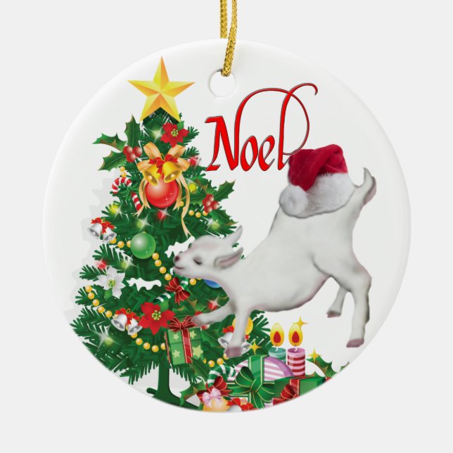 Rond En Céramique Ornement Goat Noel (Devant)