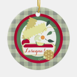 Rond En Céramique Ornement italien d'arbre de Noël de nourriture de