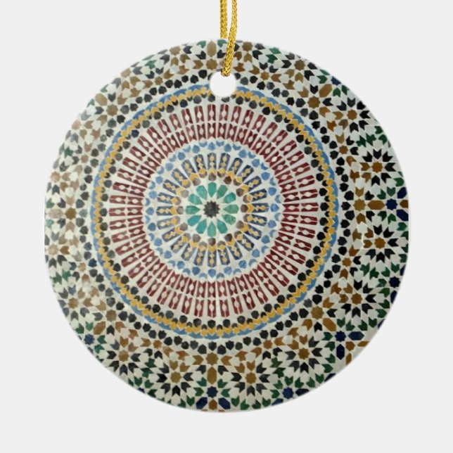 Rond En Céramique Ornement maure de tuile (Devant)