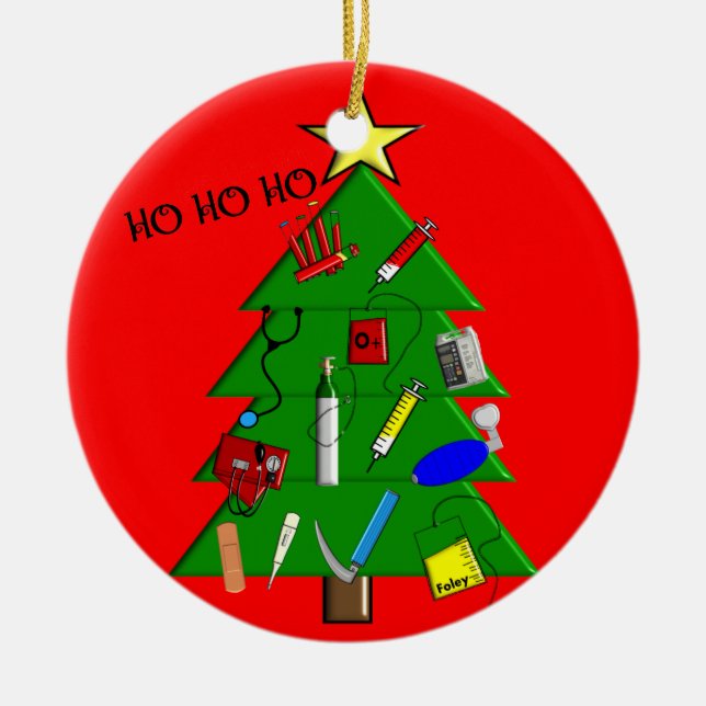Rond En Céramique Ornement Médicale de Noël d'infirmière (Devant)