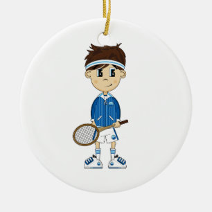 Rond En Céramique Ornement mignon de garçon de tennis