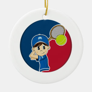 Rond En Céramique Ornement mignon de garçon de tennis
