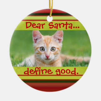 Rond En Céramique Ornement mignon de photo de Noël d'animal familier