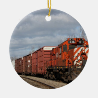 Rond En Céramique Ornement orange de Noël de train de cargaison