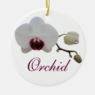 Rond En Céramique Ornement - Orchidée blanche à lèvres rubis