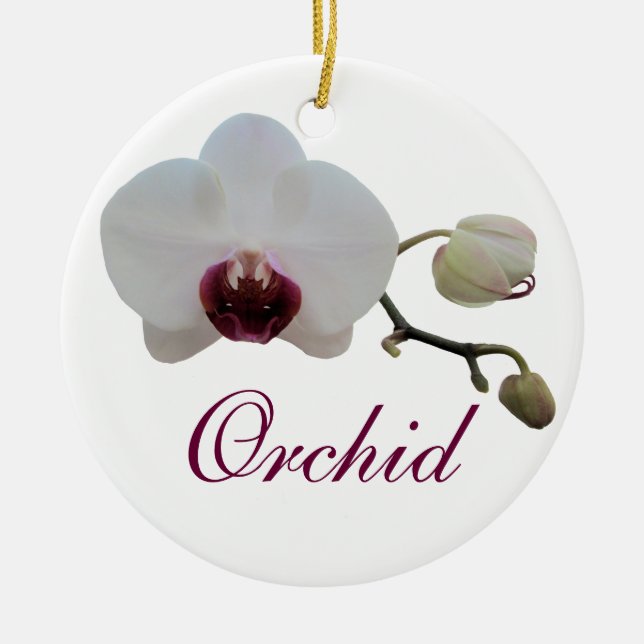Rond En Céramique Ornement - Orchidée blanche à lèvres rubis (Devant)