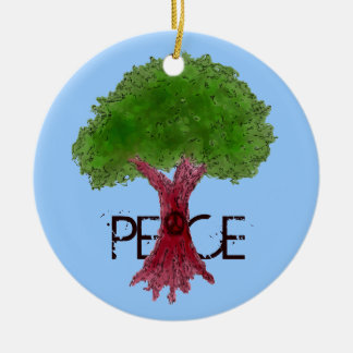 Rond En Céramique Ornement personnalisable d'arbre de paix