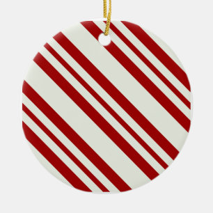 Rond En Céramique Ornement rayé de Noël de sucre de canne