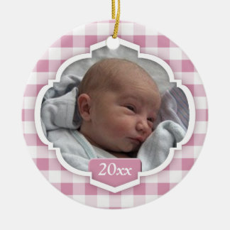 Rond En Céramique Ornement rose de photo de guingan de ęr Noël du