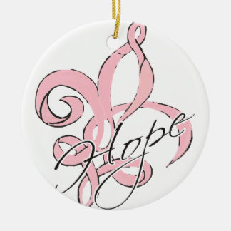 Rond En Céramique Ornement rose d'Hope Fleur De Lis Round