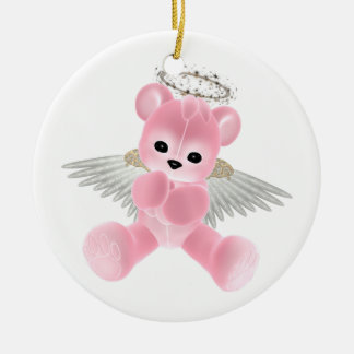 Rond En Céramique Ornement rose d'ours d'ange gardien de KRW