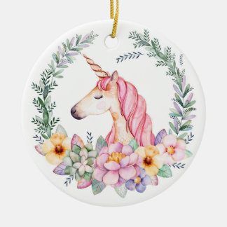 Rond En Céramique Ornement rose et pourpre d'arbre de Noël de