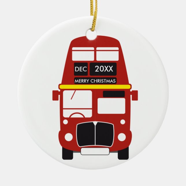 Rond En Céramique Ornement rouge de Noël d'autobus de Londres (Devant)